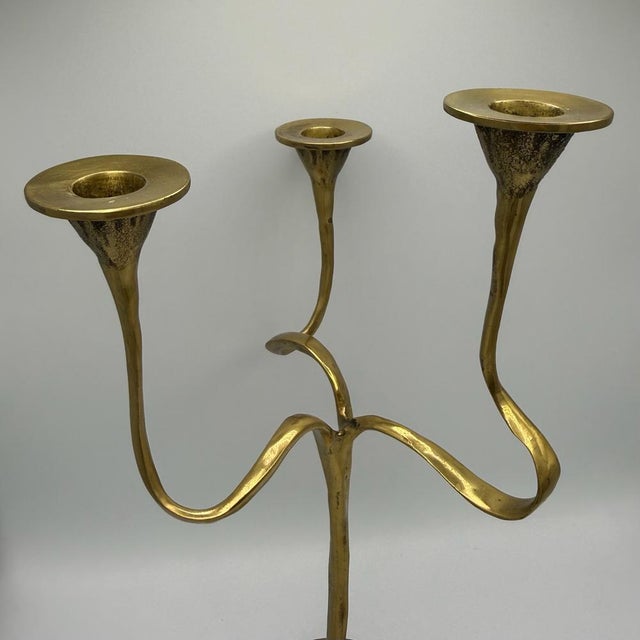 Large Three-Light Candlestick in Brass by Kurt Jesch for Fratelli Tonini, Italy, 1960s For Sale - Image 11 of 16