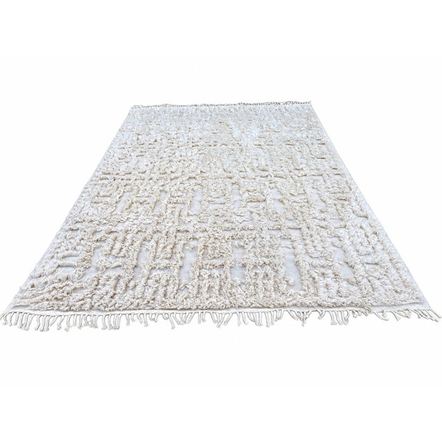 Rh Cabila Wool Rug – 9' × 12' Ivory | 87% Wool & 13% Cotton | Hand-Knotted High-Low Construction For Sale - Image 10 of 18