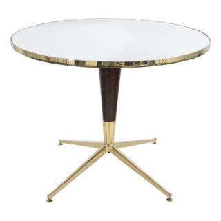 Wood and brass table in the style of Cesare Lacca For Sale
