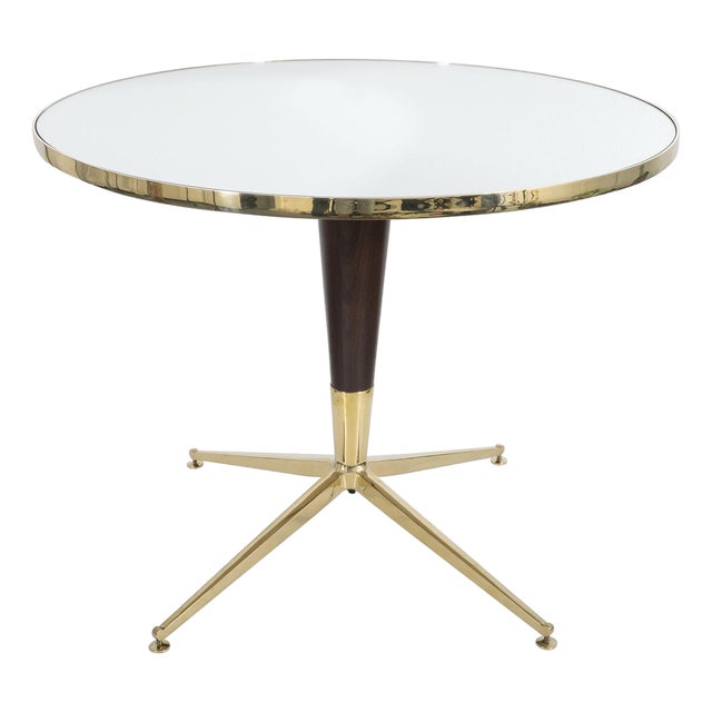 Wood and brass table in the style of Cesare Lacca For Sale