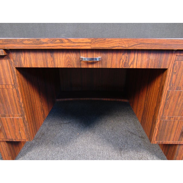 1970s Vintage Rosewood Laminate Executive Desk For Sale - Image 11 of 12