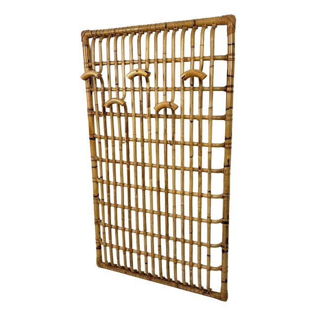 Mid-Century Italian Bamboo Wall Coat Rack, 1960s For Sale
