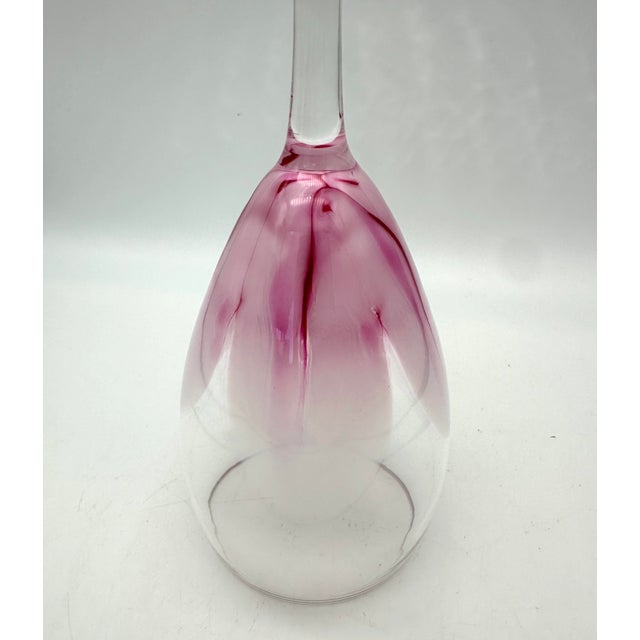 1980s Steven Maslach Pink Tulip Wine Glass For Sale - Image 5 of 6