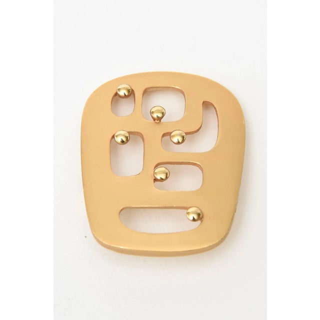 Modern Vintage Signed Eisenberg Gold Plated Modernist Abstract Pin or Brooch, 1970's For Sale - Image 3 of 8