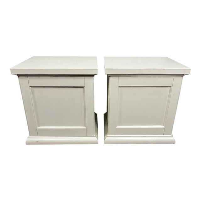 Pair of Pottery Barn Style Storage Cubes/End Tables For Sale