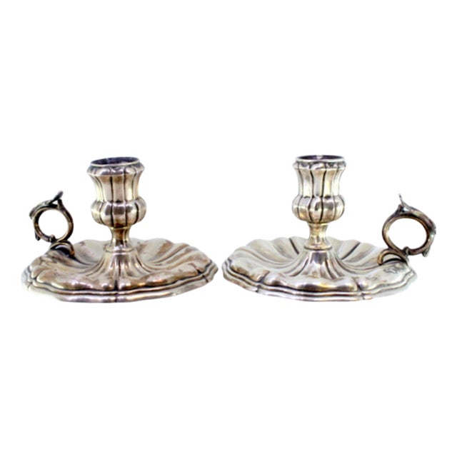 Gummed Silver Paddles with Raised Friezes and Applications, Set of 2 For Sale