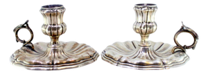 Gummed Silver Paddles with Raised Friezes and Applications, Set of 2