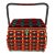 Red Plaid Woven Rattan Sewing Basket For Sale