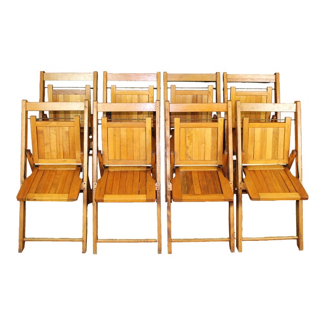 Children's Antique Wooden Folding Chairs by J. P. Redington Set of 8