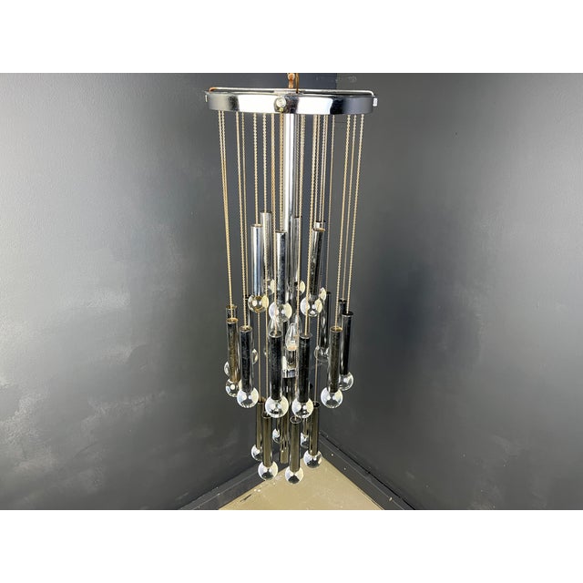 Silver Vintage Chandelier attributed to Gaetano Sciolari, 1970s For Sale - Image 8 of 12