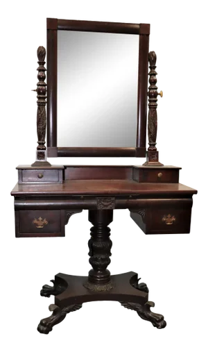 American Empire Acanthus Carved Mahogany Vanity