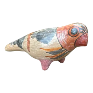 Tonala Bird Clay Pottery Hand Painted Mexican Folk Art