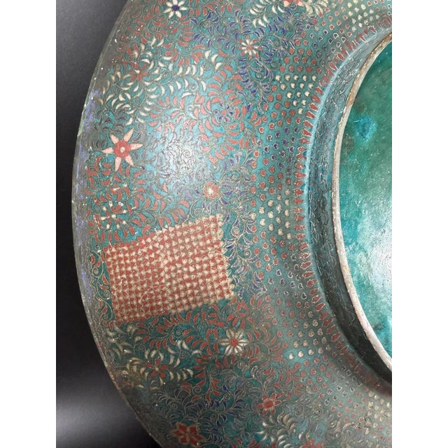 Japanese Cloisonné Charger with Pheasant and Chicks, Late 19th Century For Sale - Image 14 of 17