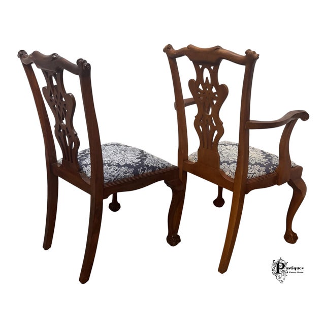 Vintage Wellington Hall Chippendale Style Mahogany Dining Chairs - Set of 8 For Sale In Greensboro - Image 6 of 10