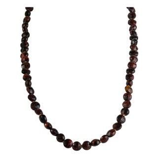 Boho Chic Faceted 154 Ct Red Tiger's Eye Bead Strand Necklace, 20.5 Inch For Sale