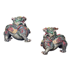 Antique Earthenware Pixiu Statues Gods and Protectors of Prosperity Pixiu Are From the Han Dynasty (206 Bc–220 Ad), Bring Prosperity and Wealth