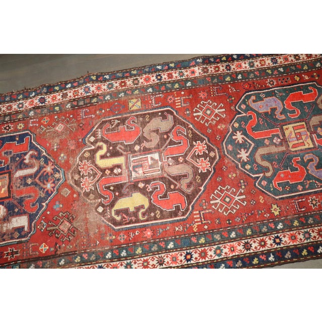 Early 20th Century Distressed Cloudband Karabagh Runner - 3'5" x 12'8" For Sale - Image 10 of 10