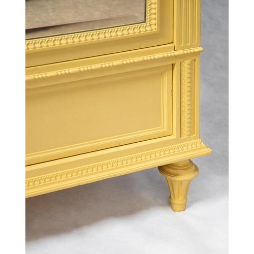 Louis XVI Yellow Painted Mirror Door Armoire For Sale - Image 12 of 14