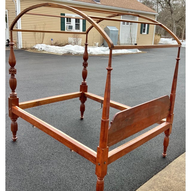Nice Antique American Sheraton Canopy Bed With Carved Posts For Sale - Image 9 of 12