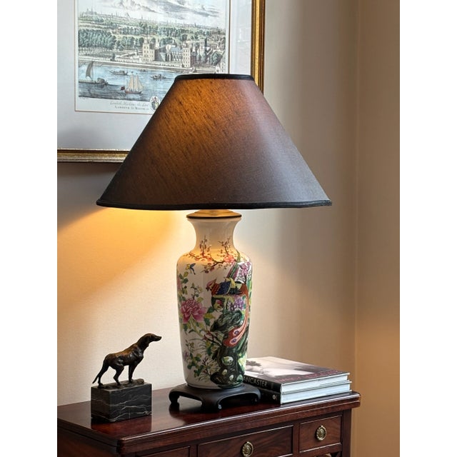 Mid-20th Century Hand Painted Chinese Porcelain Table Lamps — A Pair For Sale - Image 4 of 18