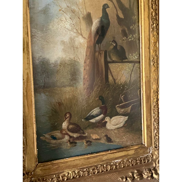 Birds by the Water's Edge, 1800s, Oil on Board, Framed For Sale - Image 3 of 6