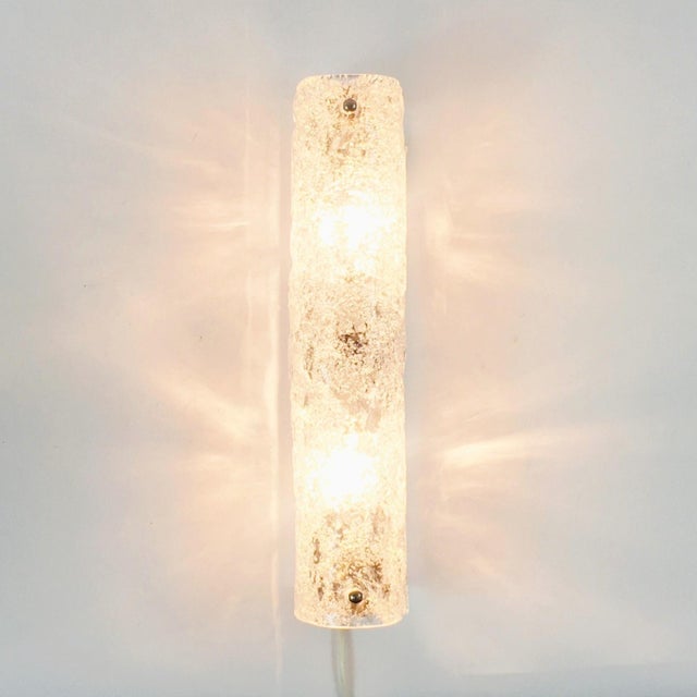 Mid-Century Modern Tubular Murano Glass Wall Lights from Hillebrand, Germany, 1970s, Set of 2 For Sale - Image 4 of 11
