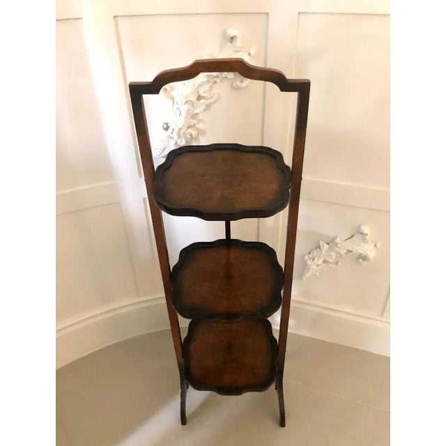 Walnut Folding 3-Tier Cake Stand, 1920s For Sale - Image 3 of 17