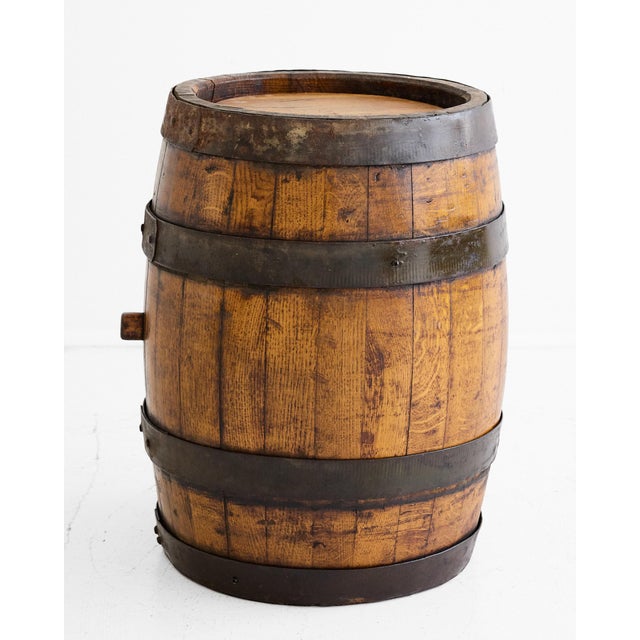 Brown Italian Oak and Iron-Bound Coopered Barrel, 19th Century For Sale - Image 8 of 17