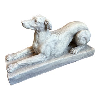 Vintage 1980’s Art Deco Revival Plaster Sculpture of Reclining Dog For Sale