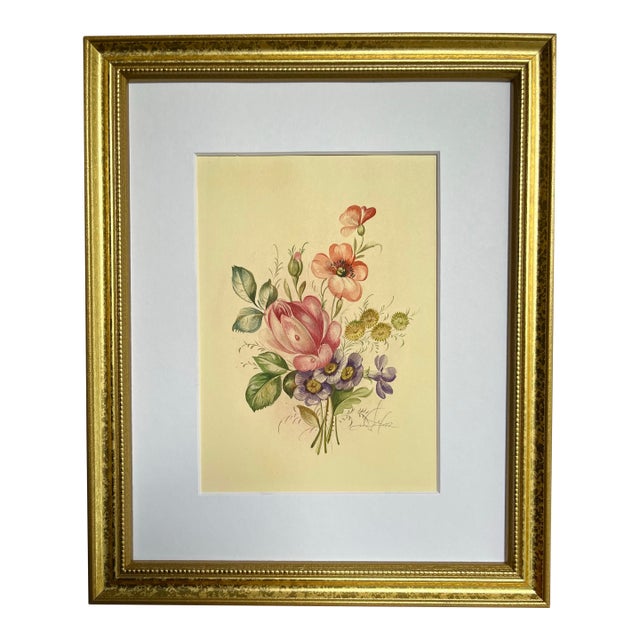 Italian Floral Botanical Watercolor Painting by Vittorio Guddittoi For Sale