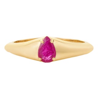 14k Yellow Gold Prong Set Natural Ruby Ring Size 6 by VRJewels For Sale