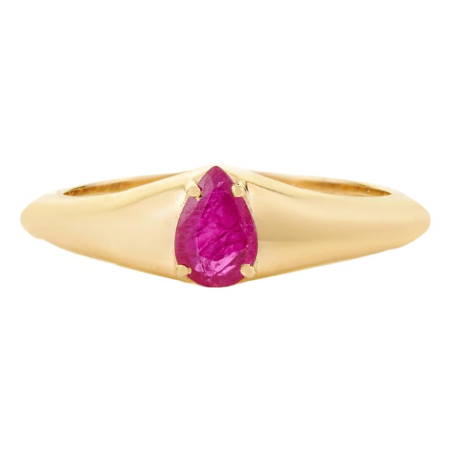 14k Yellow Gold Prong Set Natural Ruby Ring Size 6 by VRJewels For Sale