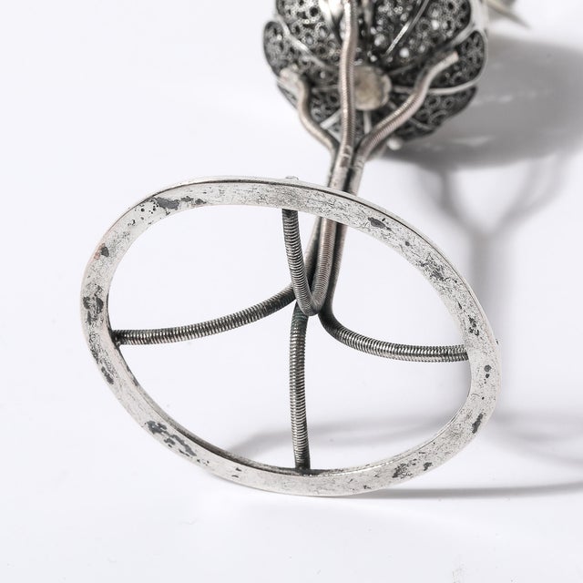 Antique Silver Judaica Spice Container With Vermeil Flag For Sale - Image 10 of 14