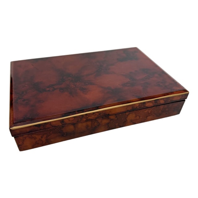 Vintage Tortoise Shell Otagiri Covered Box For Sale
