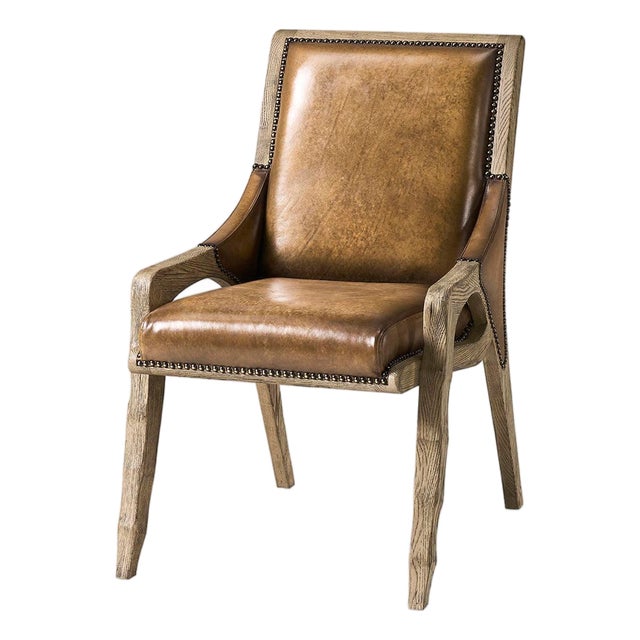 Rustic Western Leather Side Chair For Sale