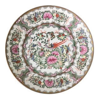 Hand Painted Chinese Rose Medallion Plate For Sale