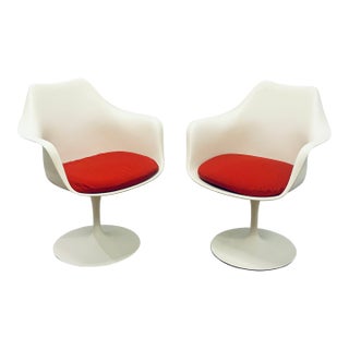 Authentic Eero Saarinen for Knoll Tulip Dining Arm Chairs 1956 Mid Century Modern For Sale