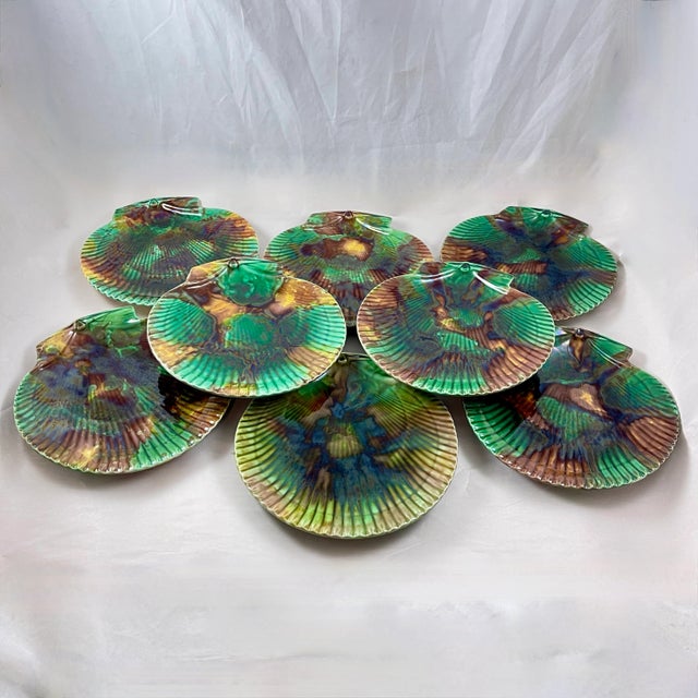 Green Wedgwood Majolica Tortoiseshell Seafood Plates, Per Item For Sale - Image 8 of 12