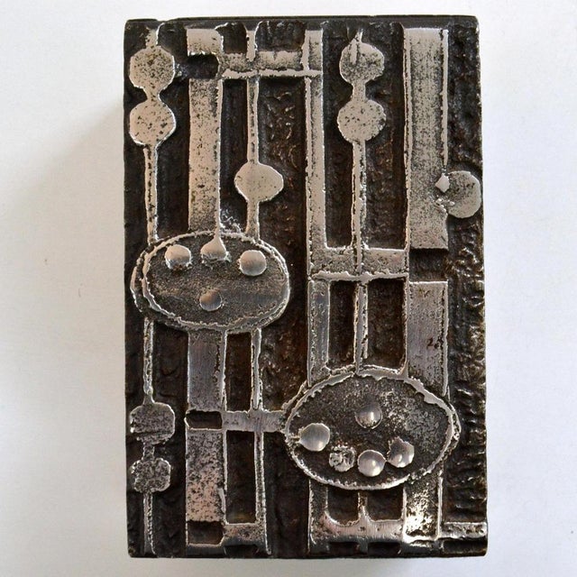 Black Brutalist Rectangular Steel Vase attributed to Olaf Joff Norway, 1970s For Sale - Image 8 of 14