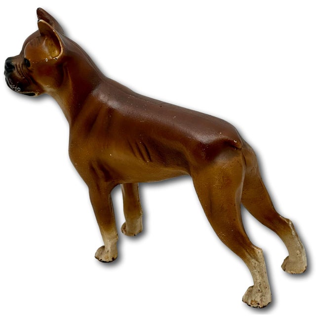 Very Rare & Hard 2 Find Vintage 1930s Hubley Mfg. Co. Cast Iron Standing Boxer Dog Doorstop in Excellent Condition For Sale - Image 9 of 18