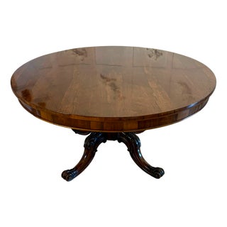 Antique Victorian Carved Rosewood Circular Dining Table, 1860 For Sale
