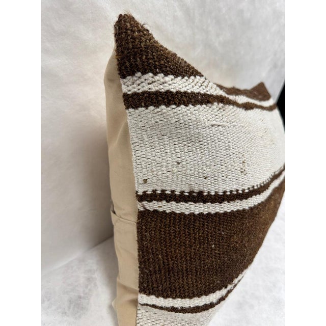 Turkish Hemp Pillow Cushion Natural Brown Beige Pillow Cushion Cover 16" x 24" For Sale - Image 4 of 4