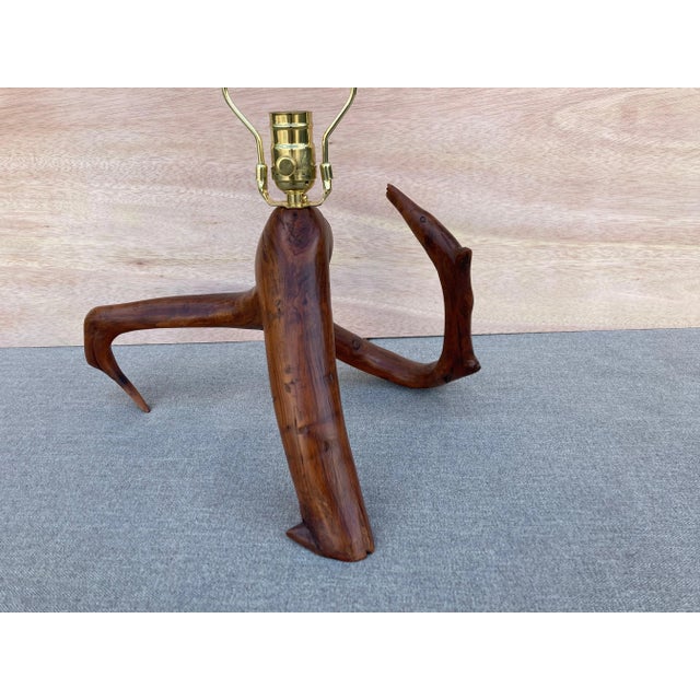 Wood 1970s Mid-Century Modern Red Wood Tree Table Lamp For Sale - Image 7 of 13