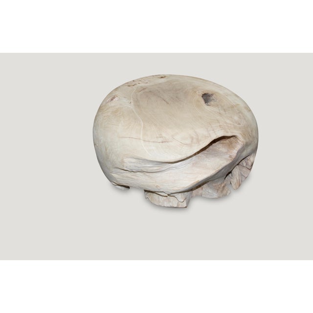 Andrianna Shamaris St. Barts Bleached Teak Wood Coffee Table or Side Table For Sale In New York - Image 6 of 6