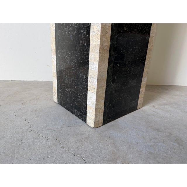 Beige 1980s Vintage Maitland-Smith Art Deco Postmodern Tessellated Stone Architectural Pedestal For Sale - Image 8 of 12