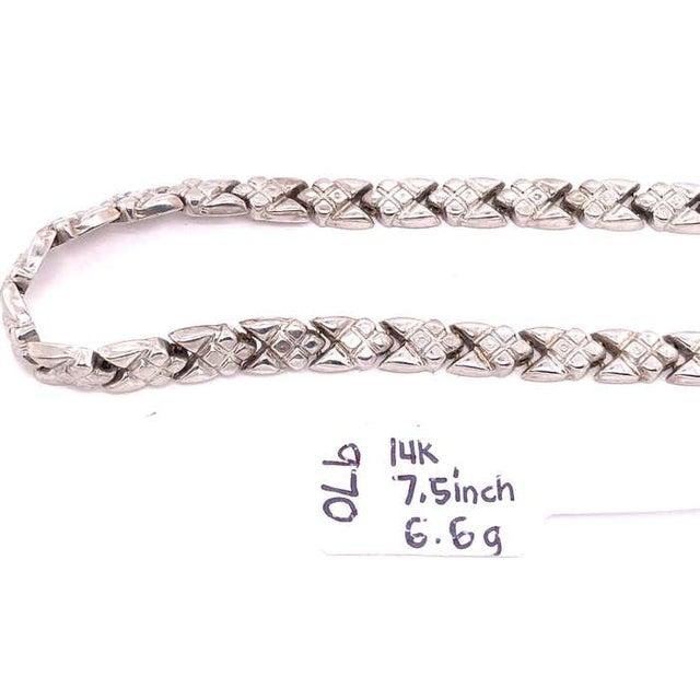 Metal 14 Karat White Gold Fancy Link Bracelet For Sale - Image 7 of 8