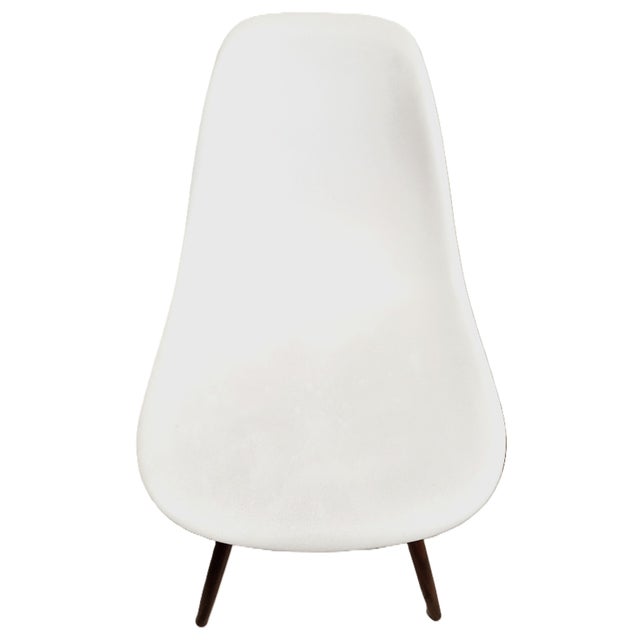 Modern Walnut & Molded Plastic Eames for Herman Miller White Shell Chair For Sale - Image 9 of 18