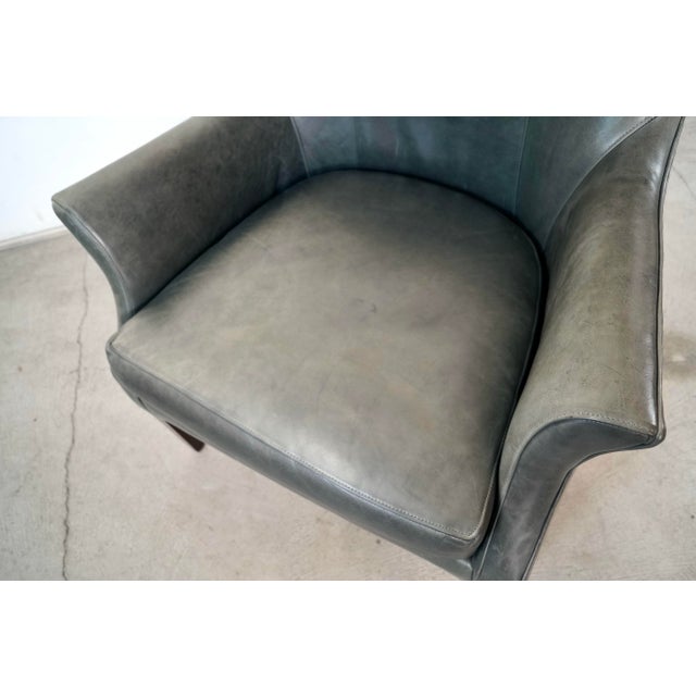 Mid-Century Modern Style Butterfly Leather Wingback Chair For Sale - Image 10 of 12
