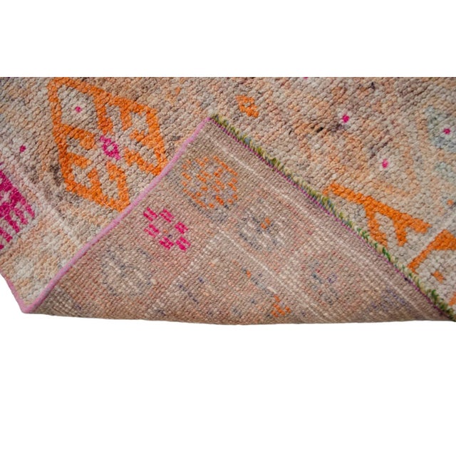 Hand-Knotted Turkish Kurdish Runner Rug . Tribal Low Pile Faded Runner Rug 2′9″ × 13′11″ For Sale - Image 11 of 11