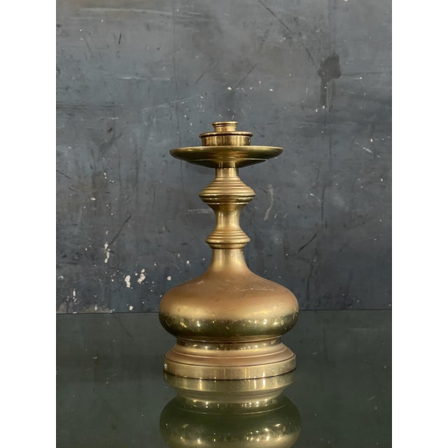 Baroque Vintage Maitland Smith Solid Brass Candlestick Holder Large For Sale - Image 3 of 6